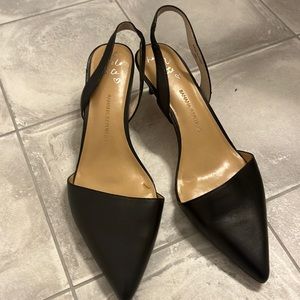 Banana republic black sling back kitten heels worn once